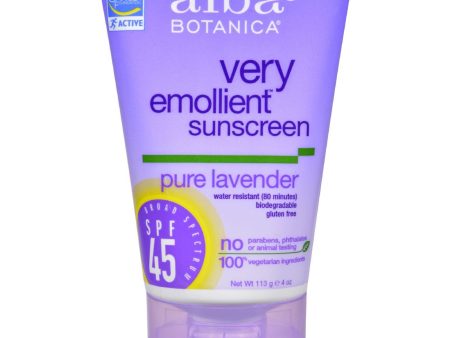 Alba Botanica Very Emollient Natural Sunblock Spf 45 Pure Lavender - 4 Fl Oz Online now