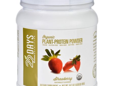 22 Days Nutrition Plant Protein Powder - Organic - Strawberry - 14.3 Oz For Discount