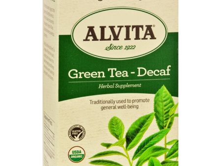 Alvita Organic Green Tea Herbal Supplement - Decaf - 24 Tea Bags For Sale