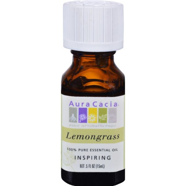 Aura Cacia Pure Essential Oil Lemongrass - 0.5 Fl Oz Online now