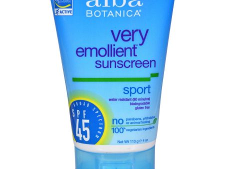 Alba Botanical Very Emollient Sunscreen Natural Protection Sport Spf 45 - 4 Oz Online Hot Sale