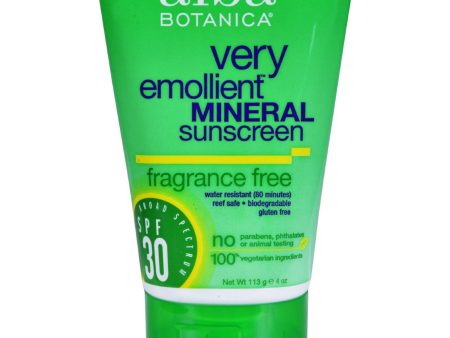 Alba Botanica Very Emollient Natural Sunscreen Mineral Protection Fragrance Free Spf 30 - 4 Oz Online now