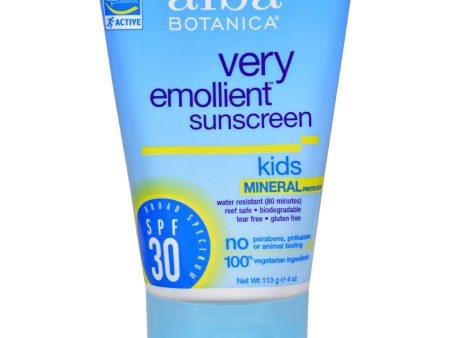 Alba Botanica Very Emollient Natural Sun Block Mineral Protection Kids Spf 30 - 4 Oz For Discount