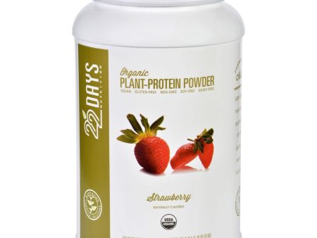 22 Days Nutrition Plant Protein Powder - Organic - Strawberry - 28.6 Oz Online now