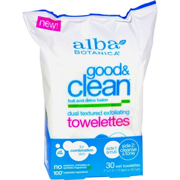 Alba Botanica Good And Clean Exfoliating Towelettes - 30 Count on Sale