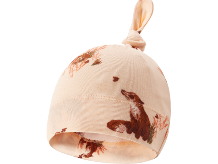 Organic Cotton Knotted Beanie Hat - Floral Fox Cheap