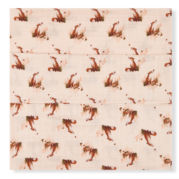 Organic Cotton Muslin Swaddle Blanket - Floral Fox Online Hot Sale