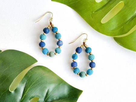 Kantha Azure Beaded Teardrop Earrings For Cheap