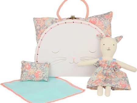 Floral Kitty Mini Suitcase Doll Set Online now