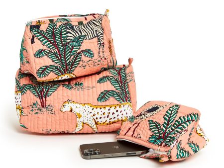 Hand-Printed Tropical Island Cosmetic Bag For Cheap