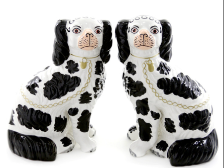 10.5  Ceramic Staffordshire Dog Pair: Black on Sale